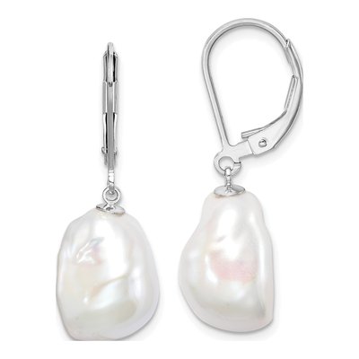 Sterling Silver Freshwater Cultured Pearl Leverback Earrings