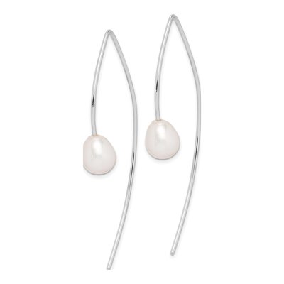 Sterling Silver Freshwater Cultured Pearl Threader Earrings – view 2