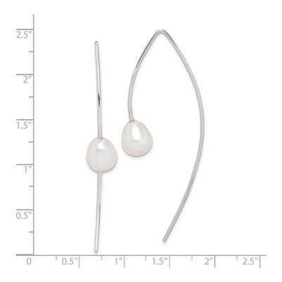 Sterling Silver Freshwater Cultured Pearl Threader Earrings – view 4