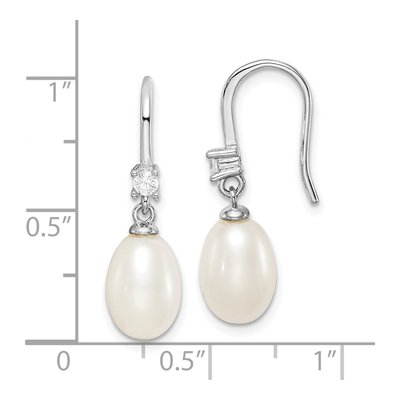 Sterling Silver Freshwater Cultured Pearl & CZ Dangle Earrings – view 5