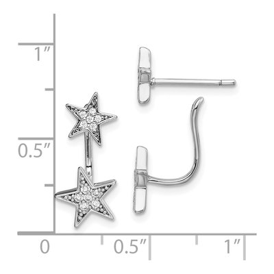 Sterling Silver CZ Star Front Back Dangle Earrings – view 5