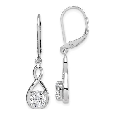 Sterling Silver CZ Infinity Leverback Earrings