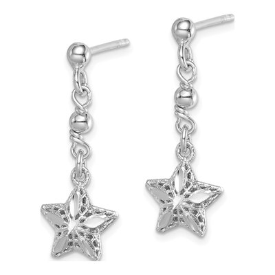 Sterling Silver Mesh Star Dangle Earrings – view 3