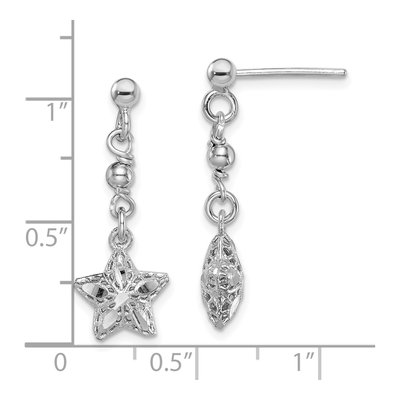 Sterling Silver Mesh Star Dangle Earrings – view 5