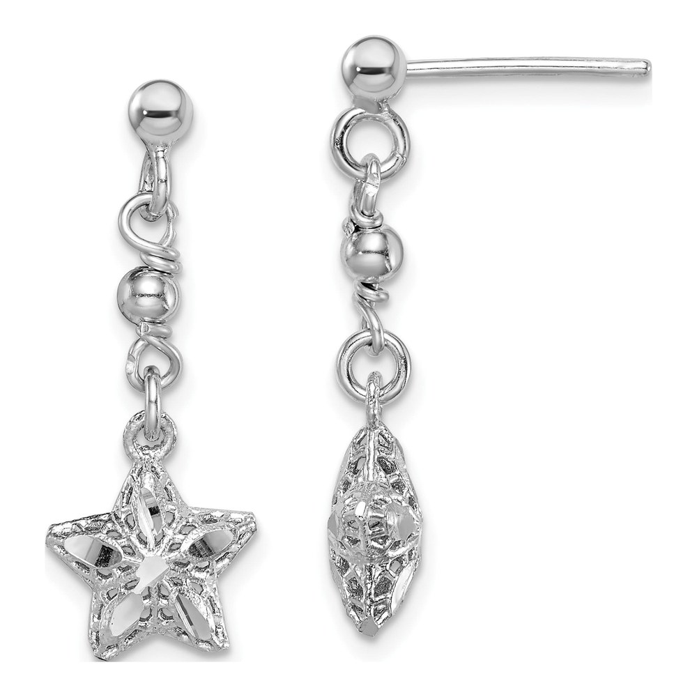 Sterling Silver Mesh Star Dangle Earrings