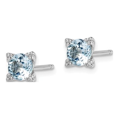 Sterling Silver 5mm Round Swiss Blue Topaz Stud Earrings – view 3