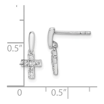 Sterling Silver CZ Cross Dangle Earrings – view 3