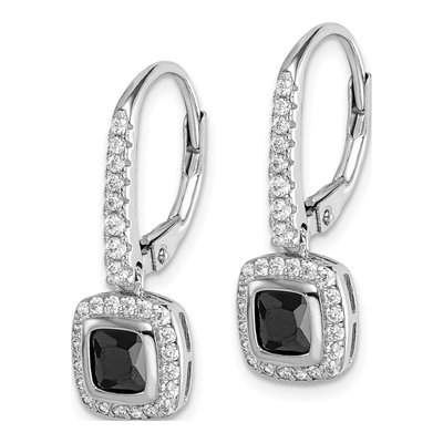Sterling Silver CZ Halo Leverback Earrings – view 3