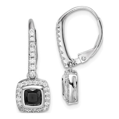Sterling Silver CZ Halo Leverback Earrings