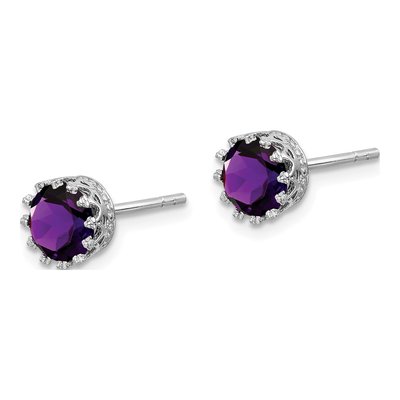 Sterling Silver Round Amethyst Stud Earrings – view 3