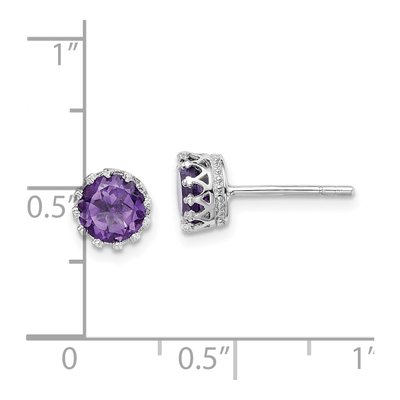 Sterling Silver Round Amethyst Stud Earrings – view 5