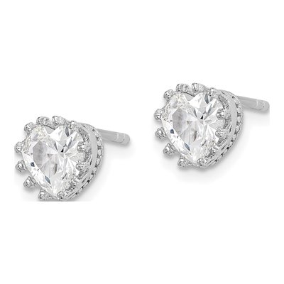 Sterling Silver 6mm CZ Heart Stud Earrings – view 3