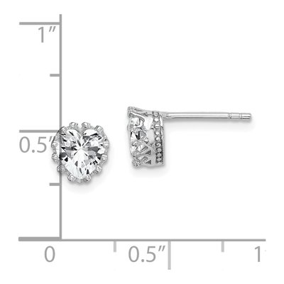 Sterling Silver 6mm CZ Heart Stud Earrings – view 6