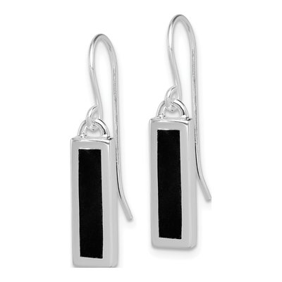 Sterling Silver Onyx Bar Dangle Earrings – view 3