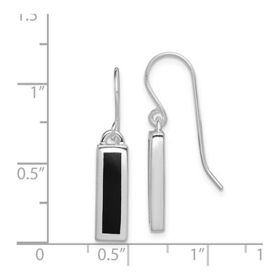 Sterling Silver Onyx Bar Dangle Earrings – view 5