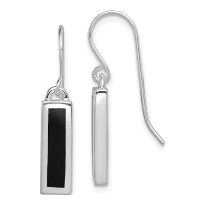 Sterling Silver Onyx Bar Dangle Earrings