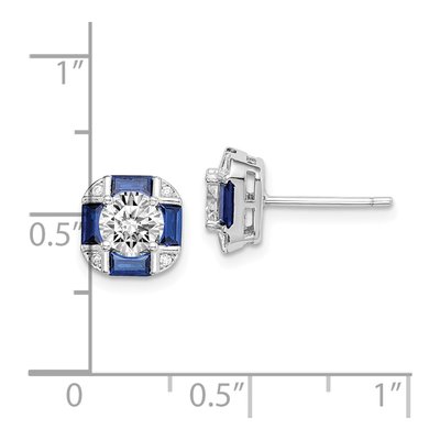 Sterling Silver Baguette CZ Button Stud Earrings – view 5