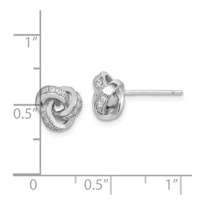 Sterling Silver Round CZ Love Knot Stud Earrings – view 6