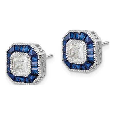 Sterling Silver CZ Button Stud Earrings – view 3
