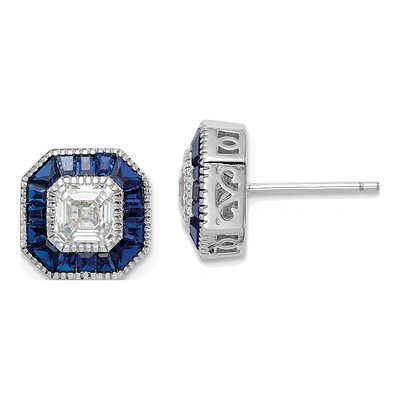 Sterling Silver CZ Button Stud Earrings