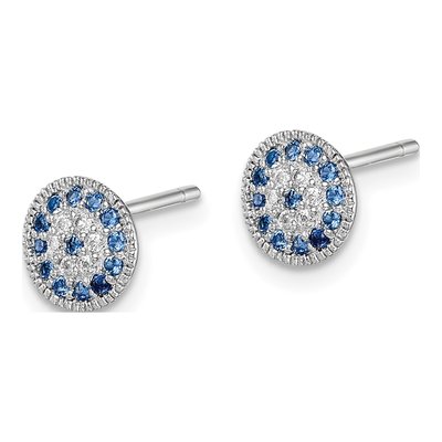 Sterling Silver Round CZ Button Stud Earrings – view 3