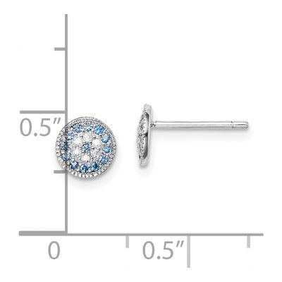 Sterling Silver Round CZ Button Stud Earrings – view 5