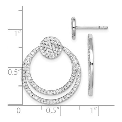 Sterling Silver Pave CZ Circle Front Back Dangle Earrings – view 4