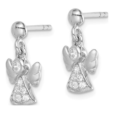 Sterling Silver CZ Angel Dangle Earrings – view 3