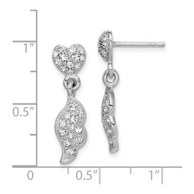 Sterling Silver CZ Heart Wings Dangle Earrings – view 3