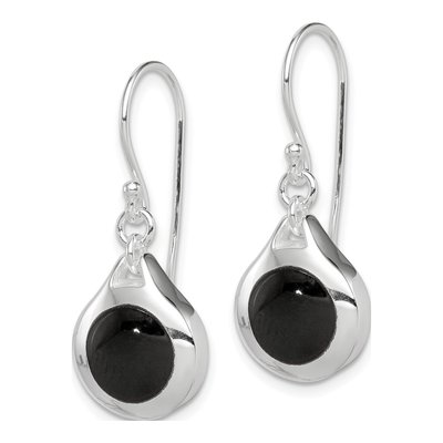 Sterling Silver Onyx Teardrop Dangle Earrings – view 3