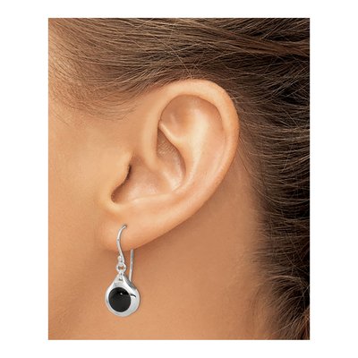 Sterling Silver Onyx Teardrop Dangle Earrings – view 4