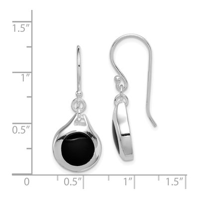 Sterling Silver Onyx Teardrop Dangle Earrings – view 5