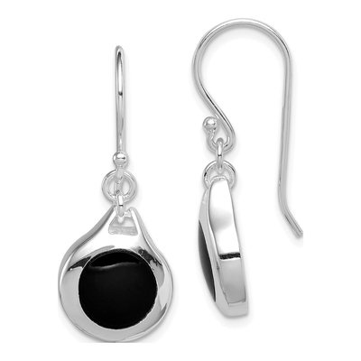 Sterling Silver Onyx Teardrop Dangle Earrings