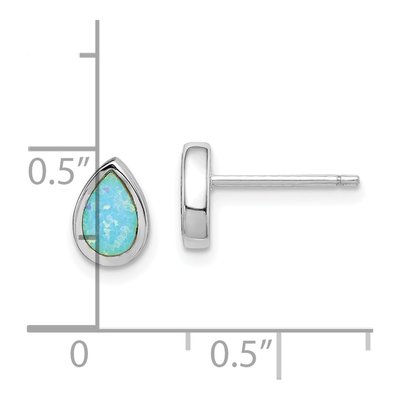 Sterling Silver Lab-Created Opal Teardrop Stud Earrings – view 5