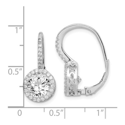Sterling Silver CZ Halo Leverback Earrings – view 5