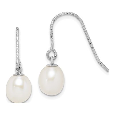 Sterling Silver Freshwater Cultured Pearl Teardrop Dangle Earrings
