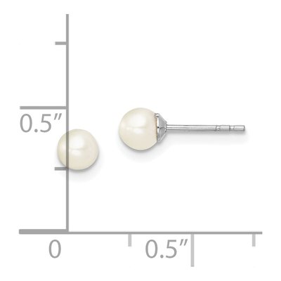 Sterling Silver Round Freshwater Cultured Pearl Girls' Stud Earrings – view 4