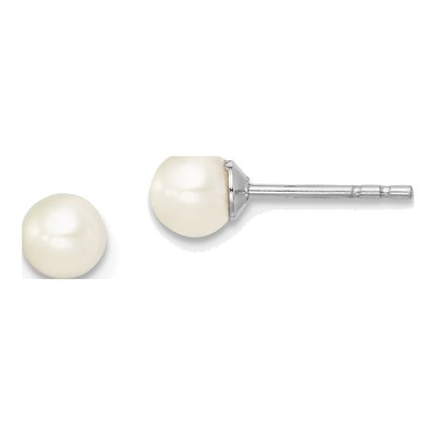 Sterling Silver Round Freshwater Cultured Pearl Girls' Stud Earrings