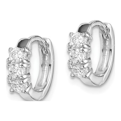 Sterling Silver 11mm CZ Huggie Hoop Earrings – view 3