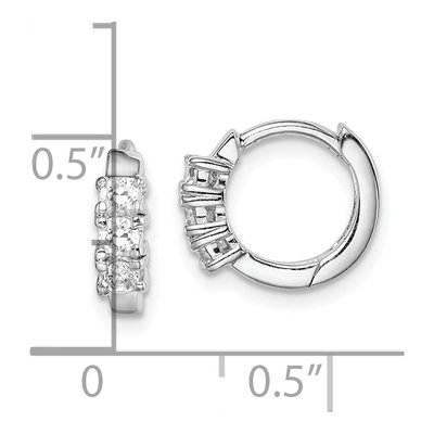Sterling Silver 11mm CZ Huggie Hoop Earrings – view 5