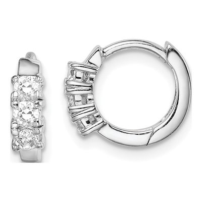 Sterling Silver 11mm CZ Huggie Hoop Earrings