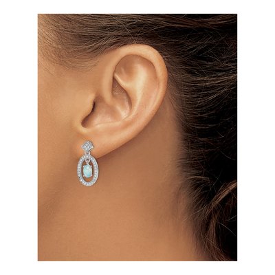 Sterling Silver Lab-Created Opal & CZ Dangle Earrings – view 4