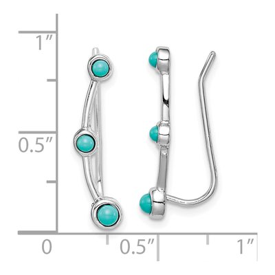 Sterling Silver Lab-Created Turquoise Ear Climber Threader Earrings – view 5