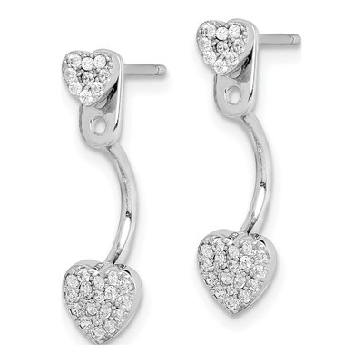 Sterling Silver CZ Heart Jacket Dangle Earrings – view 3
