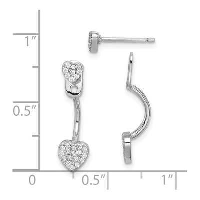 Sterling Silver CZ Heart Jacket Dangle Earrings – view 4