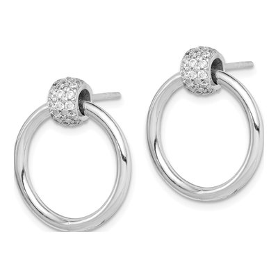 Sterling Silver CZ Large Dangle Earrings – view 3
