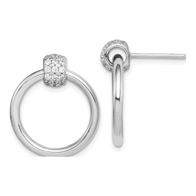 Sterling Silver CZ Large Dangle Earrings