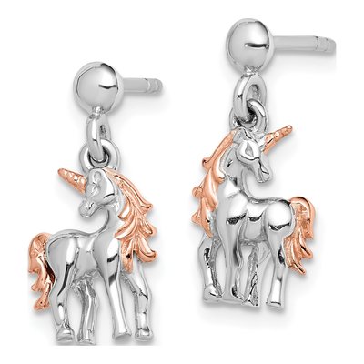 Sterling Silver Unicorn Dangle Earrings – view 3