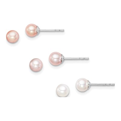 Girls' Sterling Silver Freshwater Pearl Earring Set