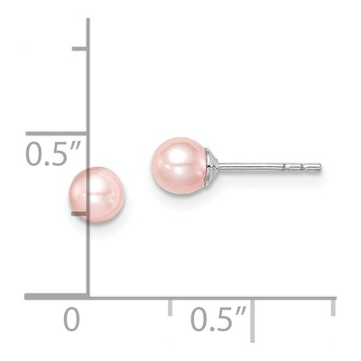 Sterling Silver Round Pink Freshwater Cultured Pearl Girls' Stud Earrings – view 5